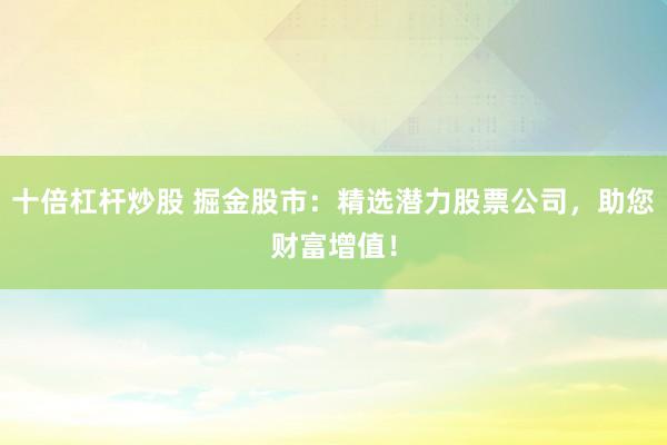 十倍杠杆炒股 掘金股市：精选潜力股票公司，助您财富增值！