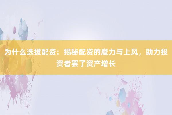 为什么选拔配资：揭秘配资的魔力与上风，助力投资者罢了资产增长