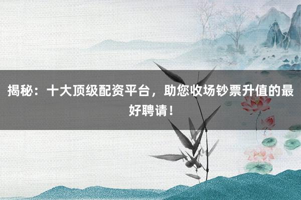 揭秘：十大顶级配资平台，助您收场钞票升值的最好聘请！