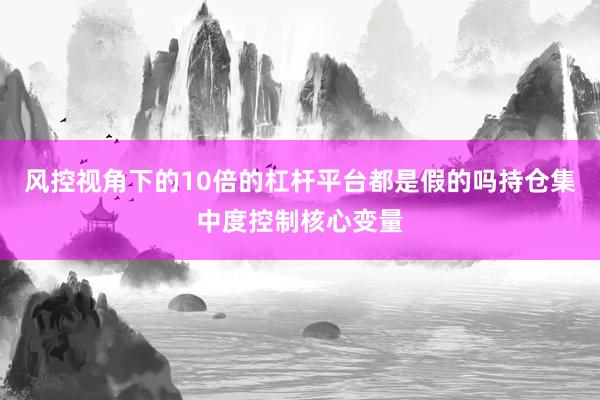 风控视角下的10倍的杠杆平台都是假的吗持仓集中度控制核心变量