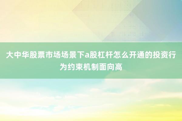 大中华股票市场场景下a股杠杆怎么开通的投资行为约束机制面向高