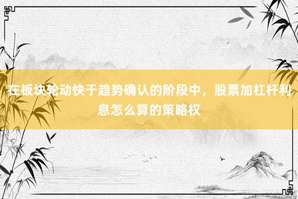 在板块轮动快于趋势确认的阶段中，股票加杠杆利息怎么算的策略权