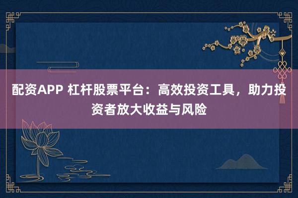 配资APP 杠杆股票平台：高效投资工具，助力投资者放大收益与风险