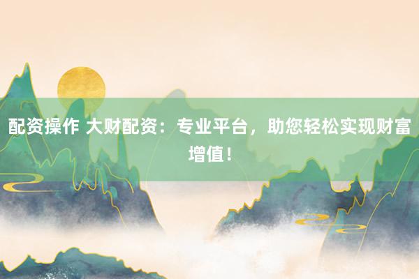 配资操作 大财配资：专业平台，助您轻松实现财富增值！
