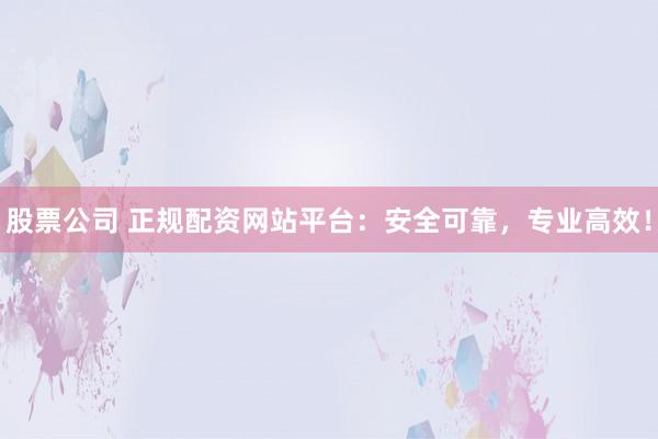 股票公司 正规配资网站平台：安全可靠，专业高效！
